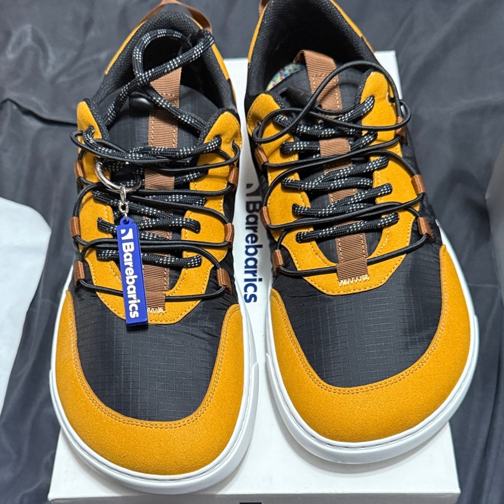 Barebarics Men's Black and Orange Sneakers